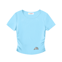 Crop top moulant froncé - Roses