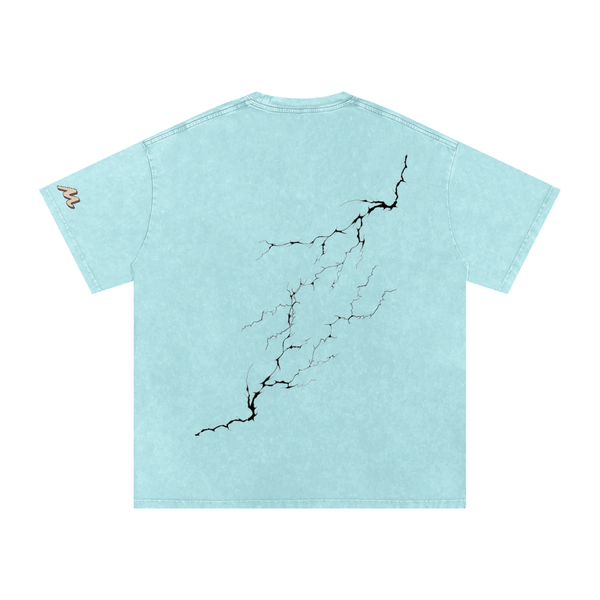T-shirt oversize en coton à effet délavé « neige » - Lightning
