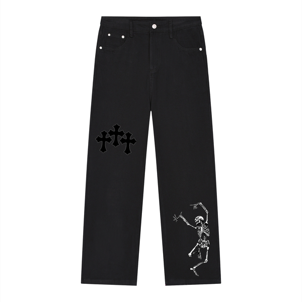 Jean à coupe droit pour homme effet délavé - Dancing Devil
