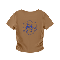 Crop top moulant froncé - Roses