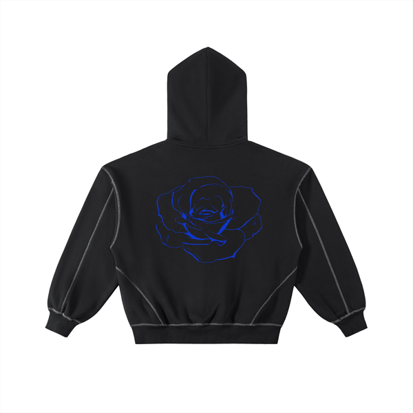 Sweat à capuche zippé en polaire, coupe carrée - Roses