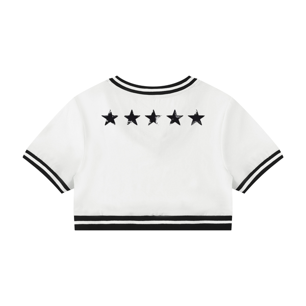 T-shirt court à col en V pour femme - Stars