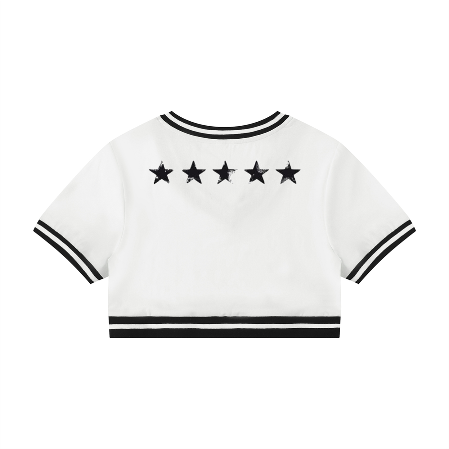 T-shirt court à col en V pour femme - Stars