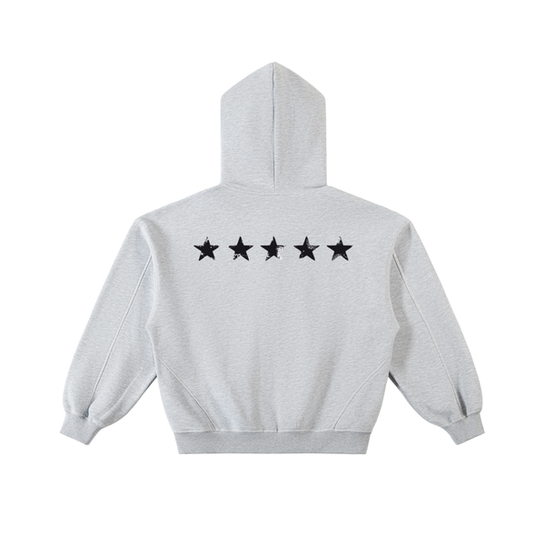 Sweat à capuche zippé en polaire, coupe carrée - Stars