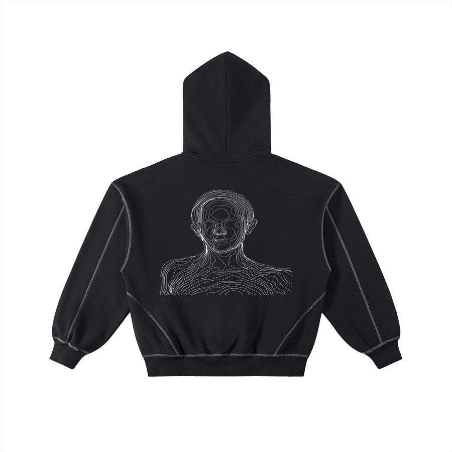 Sweat à capuche zippé en polaire, coupe carrée