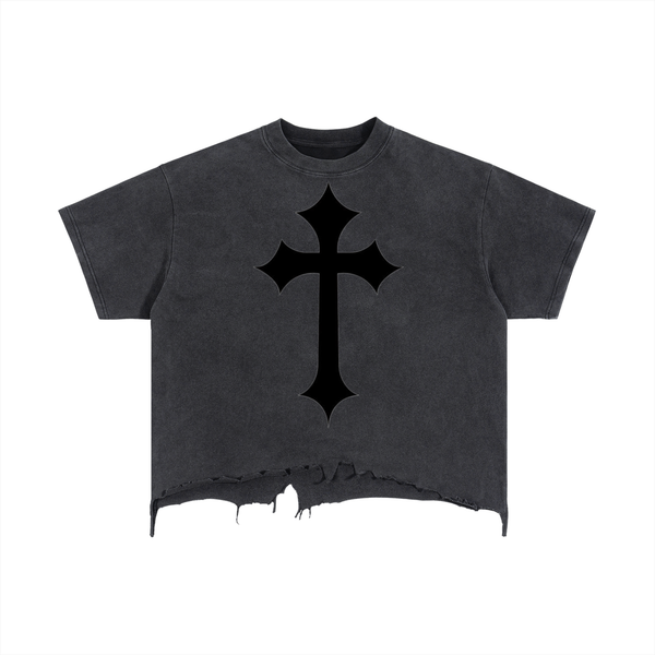 T-shirt coupe carrée, délavage et ourlet usé - Cross
