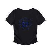 Crop top moulant froncé - Roses