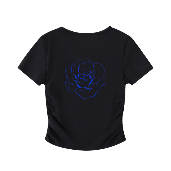 Crop top moulant froncé - Roses