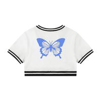 T-shirt court à col en V pour femme
