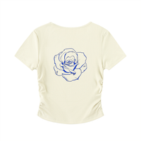 Crop top moulant froncé - Roses