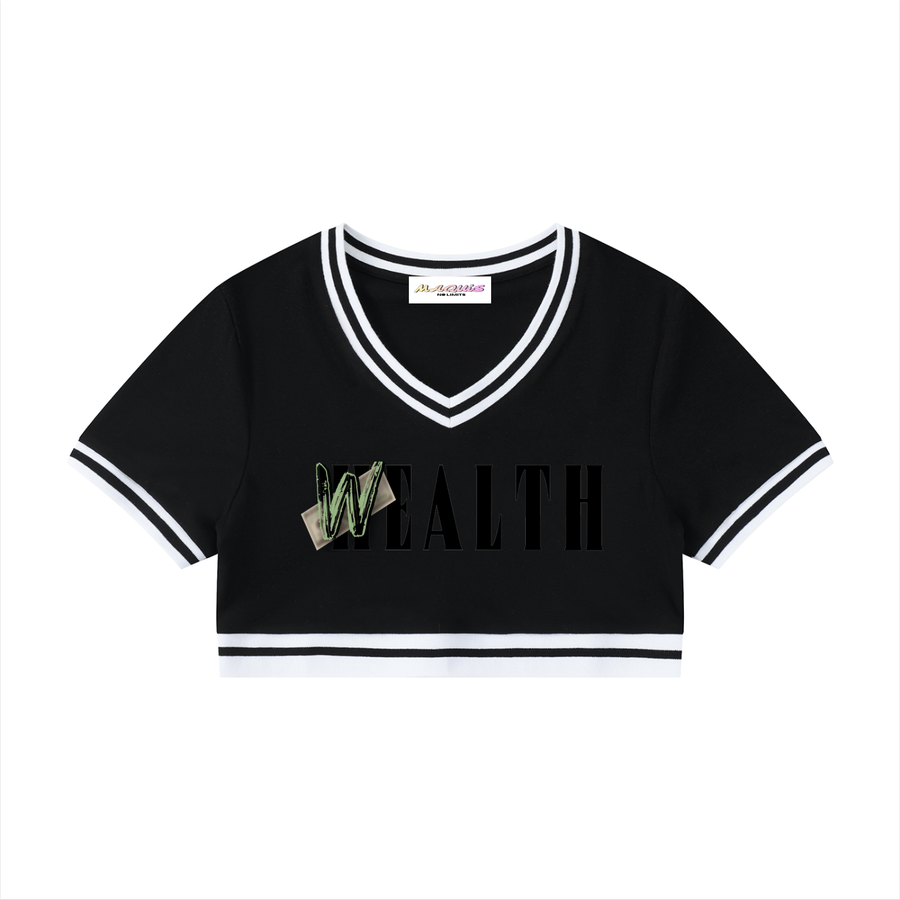 T-shirt court à col en V pour femme - Greed