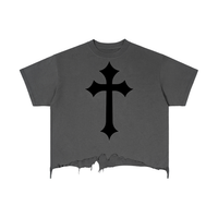 T-shirt coupe carrée, délavage et ourlet usé - Cross