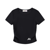 Crop top moulant froncé - Roses