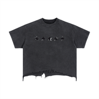 T-shirt coupe carrée, délavage et ourlet usé - Stars