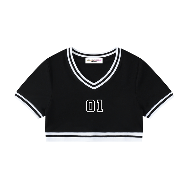 T-shirt court à col en V pour femme