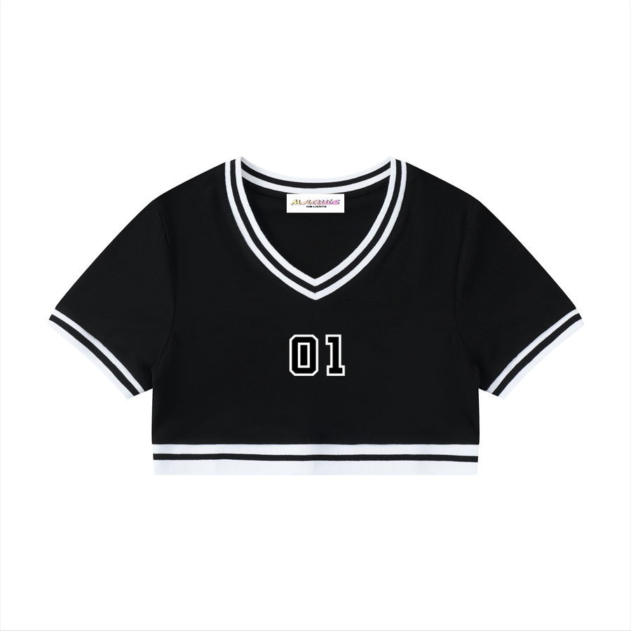 T-shirt court à col en V pour femme