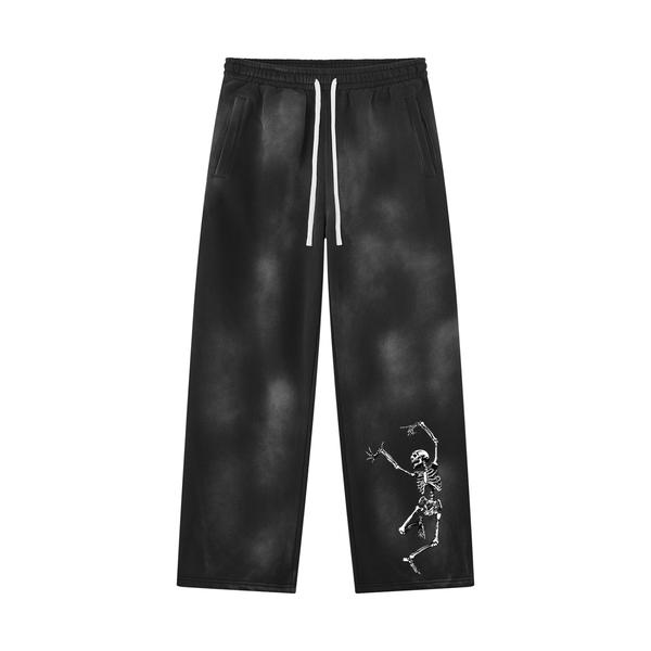 Jogging unisexe à jambes larges et effet délavé - Dancing Devil
