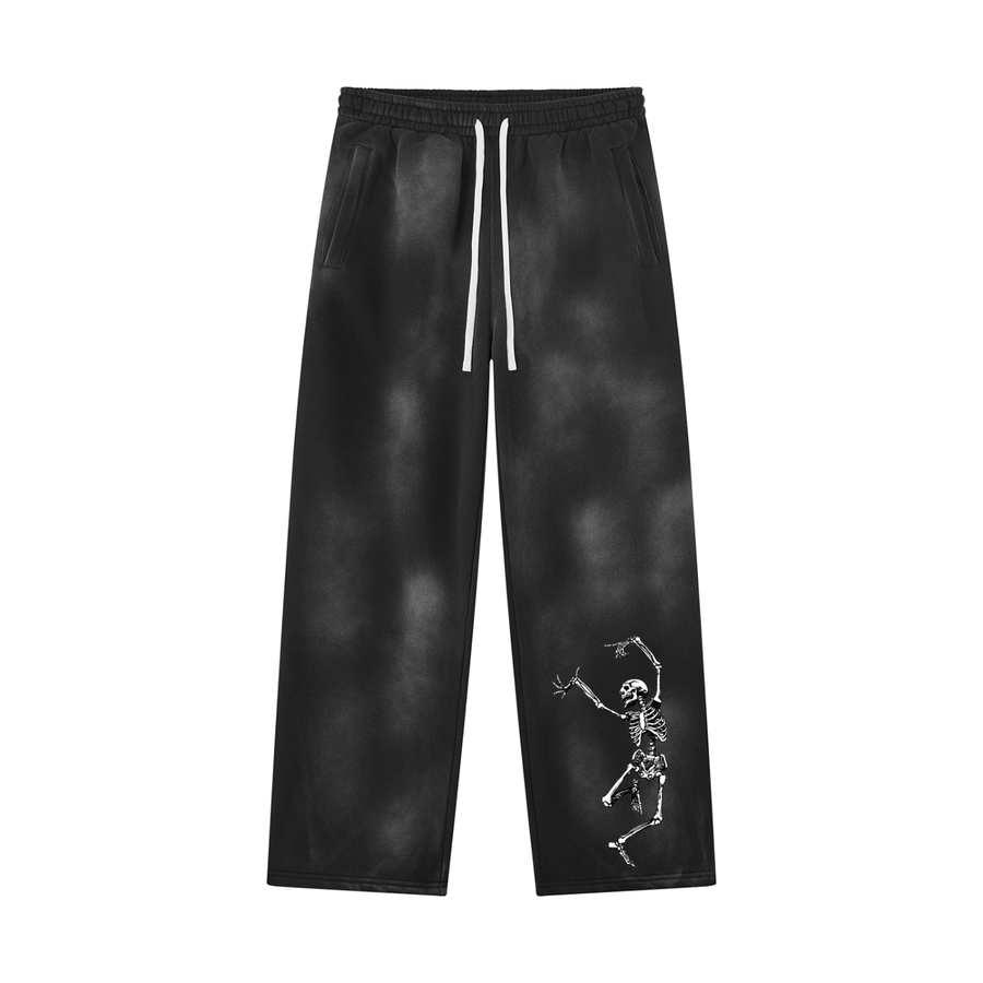 Jogging unisexe à jambes larges et effet délavé - Dancing Devil