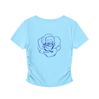 Crop top moulant froncé - Roses