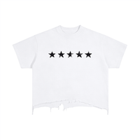 T-shirt coupe carrée, délavage et ourlet usé - Stars