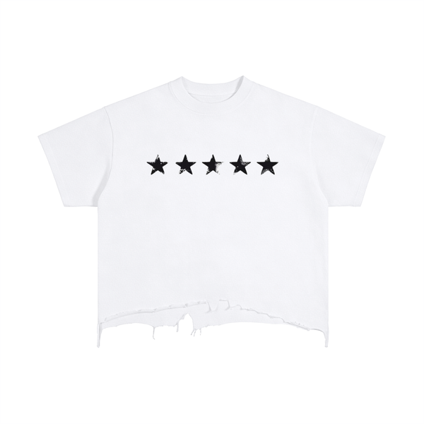 T-shirt coupe carrée, délavage et ourlet usé - Stars