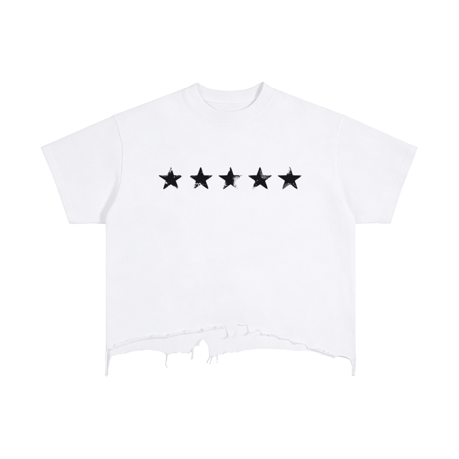 T-shirt coupe carrée, délavage et ourlet usé - Stars
