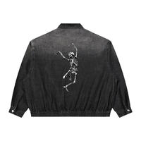 Veste en jean zippée unisexe à effet délavé - Dancing Devil
