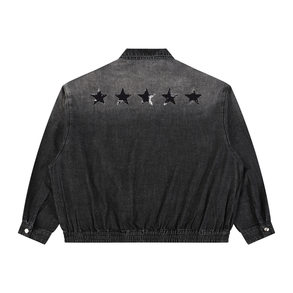 Veste en jean zippée unisexe à effet délavé - Stars