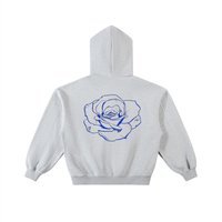 Sweat à capuche zippé en polaire, coupe carrée - Roses
