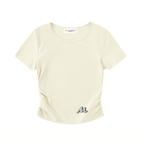 Crop top moulant froncé - Roses