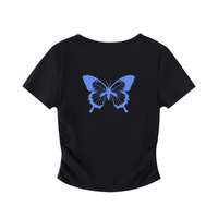 Crop top moulant froncé