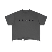T-shirt coupe carrée, délavage et ourlet usé - Stars