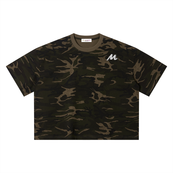 T-shirt unisexe à motif camouflage et coupe carrée