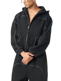 Sweat à capuche zippé en polaire, coupe carrée - Roses