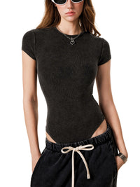 Body à col rond pour femme – Roses