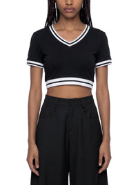 T-shirt court à col en V pour femme - Stars