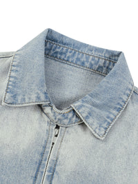 Veste en jean zippée unisexe à effet délavé - Dancing Devil